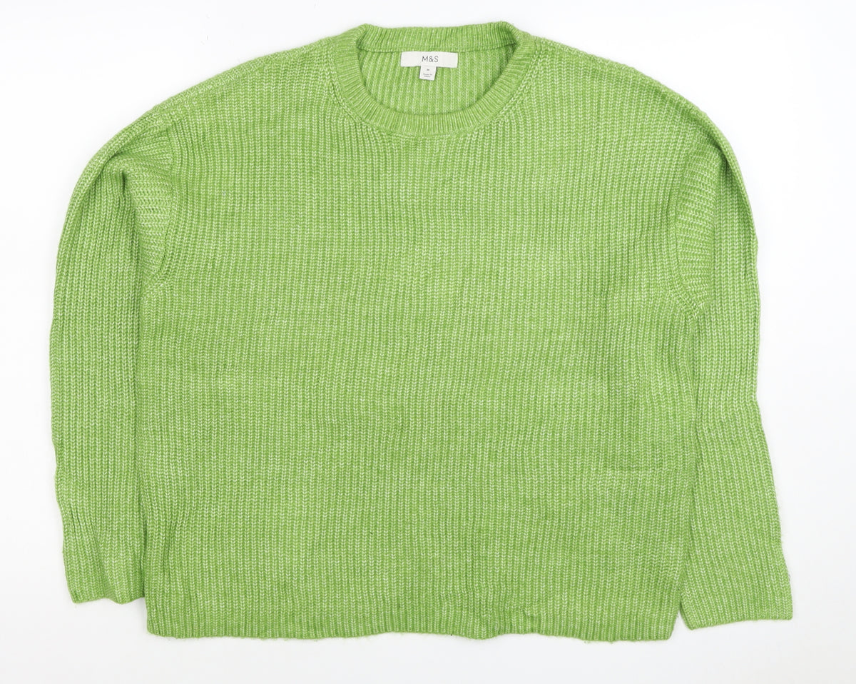 Marks and Spencer Women Green M Crew Neck Chunky Knit Jumper