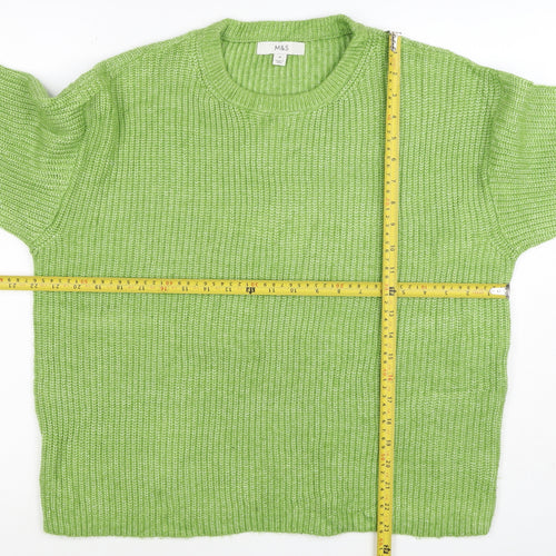 Marks and Spencer Women Green M Crew Neck Chunky Knit Jumper