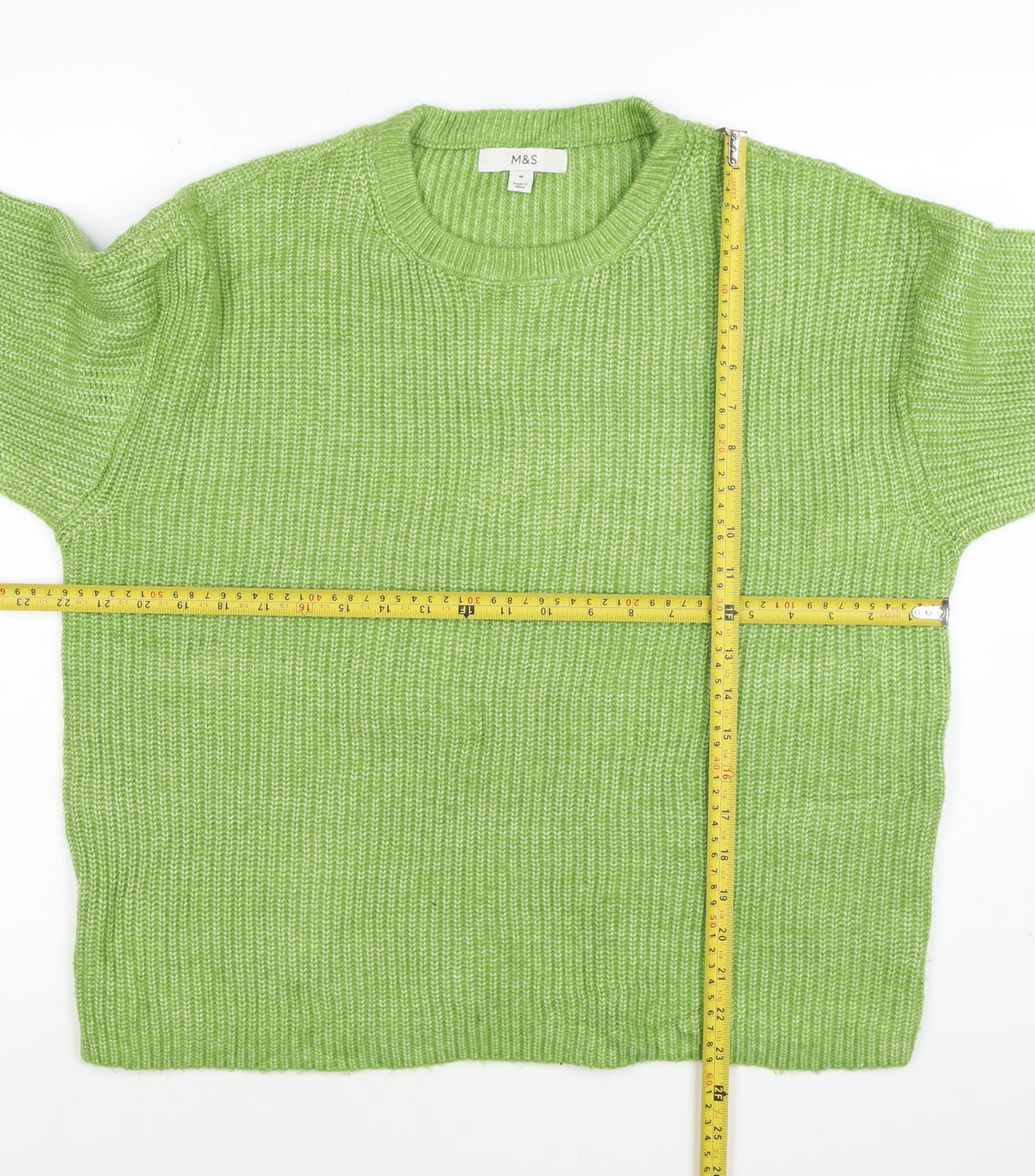 Marks and Spencer Women Green M Crew Neck Chunky Knit Jumper