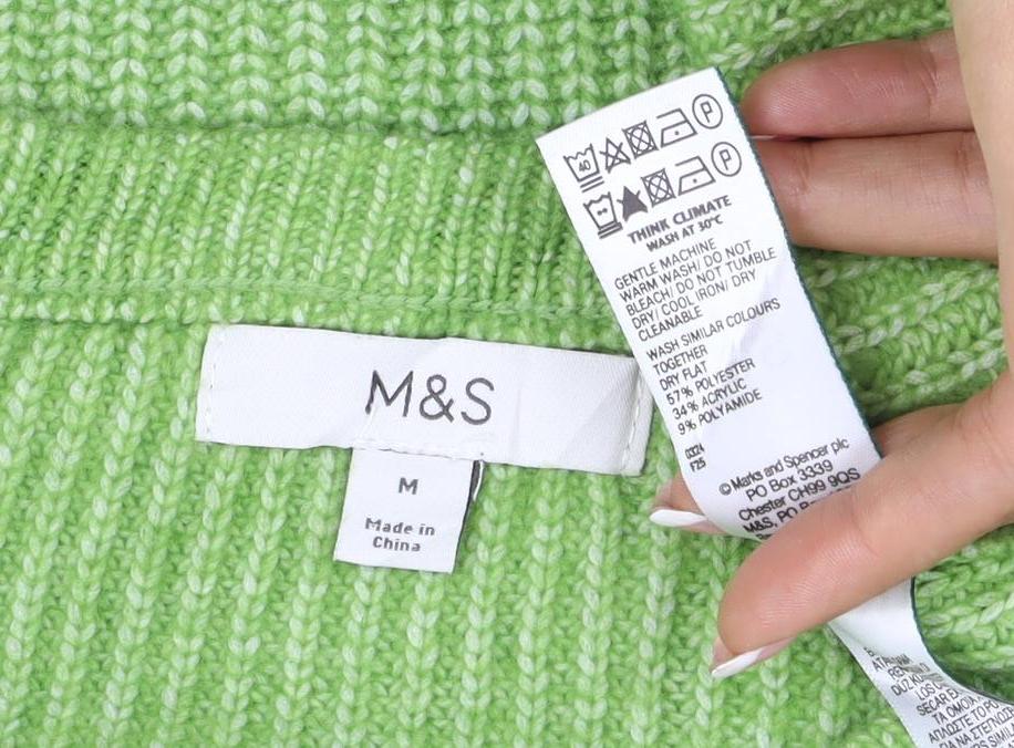 Marks and Spencer Women Green M Crew Neck Chunky Knit Jumper