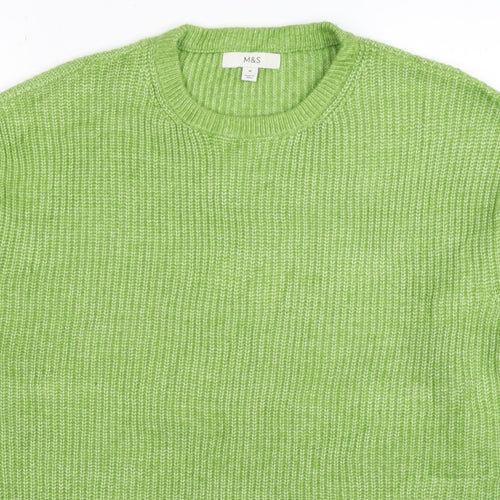 Marks and Spencer Women Green M Crew Neck Chunky Knit Jumper