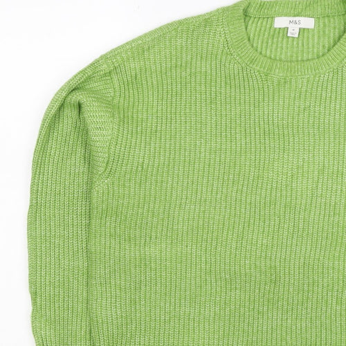 Marks and Spencer Women Green M Crew Neck Chunky Knit Jumper