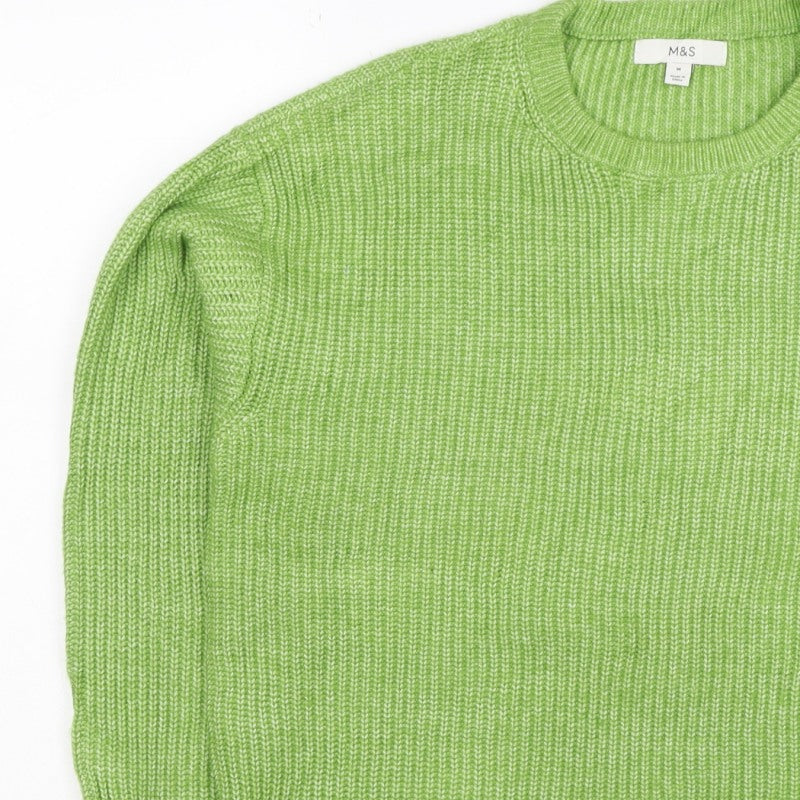Marks and Spencer Women Green M Crew Neck Chunky Knit Jumper