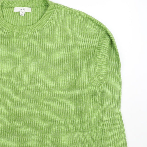 Marks and Spencer Women Green M Crew Neck Chunky Knit Jumper