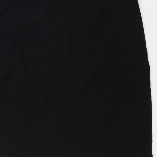 Zara Women Black L Midi Slip Dress Strappy Ruched Side Zip Party