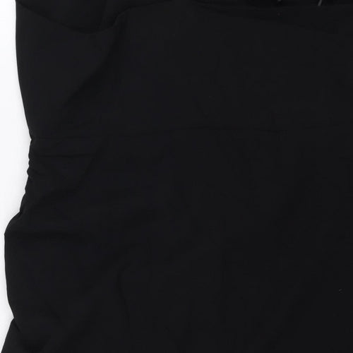 Zara Women Black L Midi Slip Dress Strappy Ruched Side Zip Party