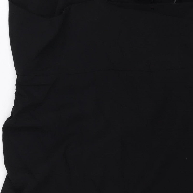 Zara Women Black L Midi Slip Dress Strappy Ruched Side Zip Party