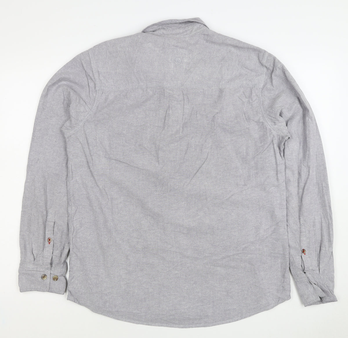 FatFace Men's Grey M Classic Fit Linen Cotton Chambray Button-Up Shirt