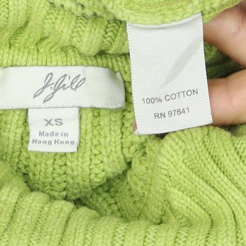 Lala Women’s Green XS Rib Knit Mock Neck Button Shoulder Jumper