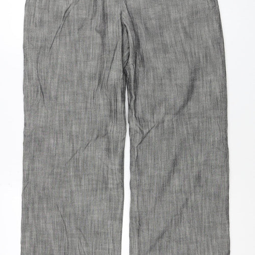 Jigsaw Women Grey Linen Straight Leg Dress Trousers UK 12