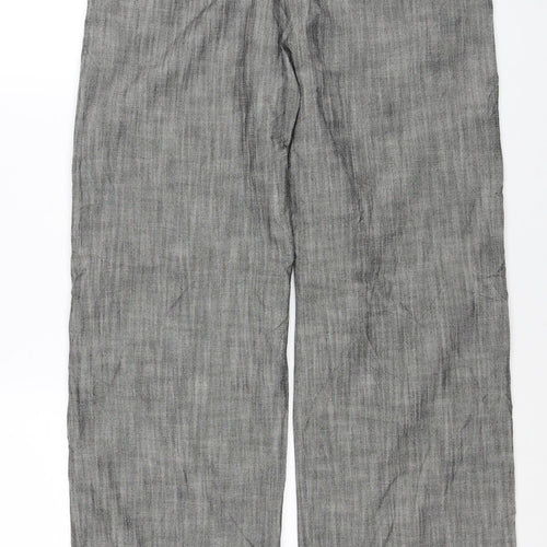 Jigsaw Women Grey Linen Straight Leg Dress Trousers UK 12