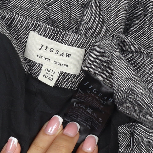 Jigsaw Women Grey Linen Straight Leg Dress Trousers UK 12