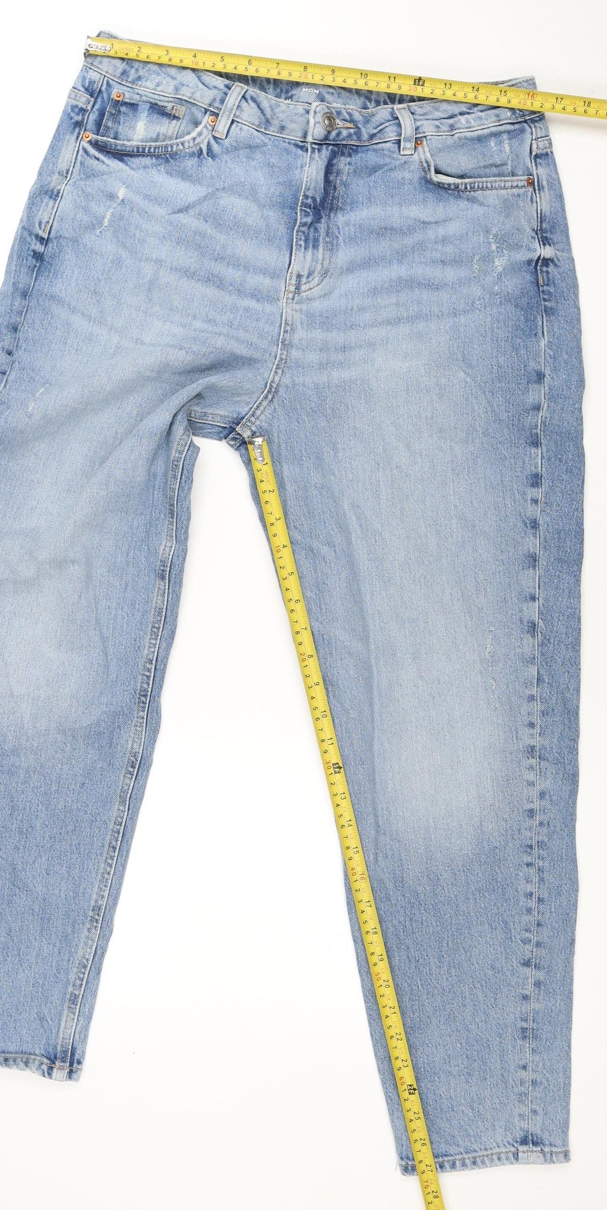 Brand and care label for Marks & Spencer Women's Blue UK 14 Regular Mom High Rise Jeans