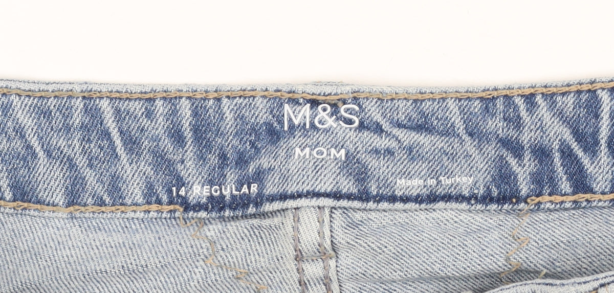 Additional view of Marks & Spencer Women's Blue UK 14 Regular Mom High Rise Jeans