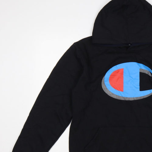 Champion Men's Black Large Pullover Hoodie Logo Graphic Pockets