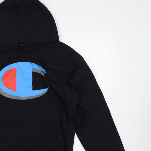 Champion Men's Black Large Pullover Hoodie Logo Graphic Pockets