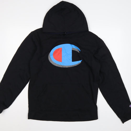 Champion Men's Black Large Pullover Hoodie Logo Graphic Pockets