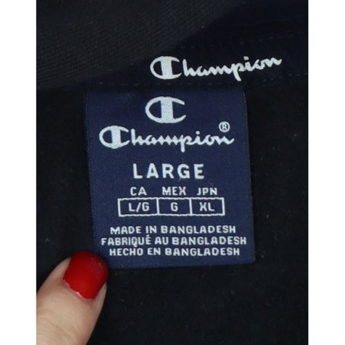 Champion Men's Black Large Pullover Hoodie Logo Graphic Pockets