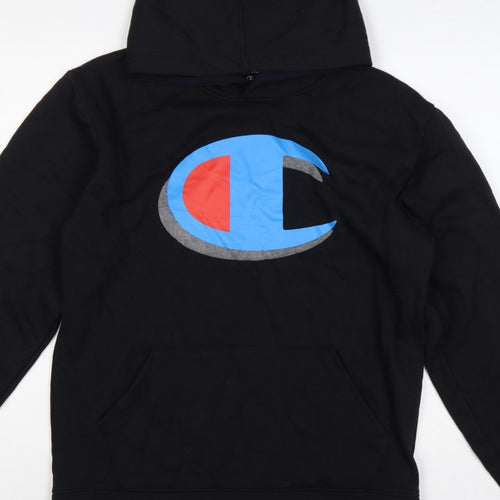Champion Men's Black Large Pullover Hoodie Logo Graphic Pockets