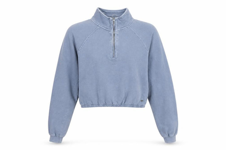 Pull&Bear Women Blue S 1/4 Zip High Neck Raglan Sweatshirt