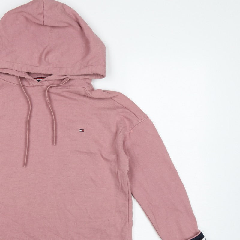 Tommy Hilfiger Women’s Pink S Pullover Hoodie Logo Drawstring