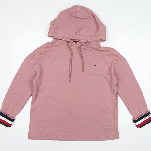 Tommy Hilfiger Women’s Pink S Pullover Hoodie Logo Drawstring
