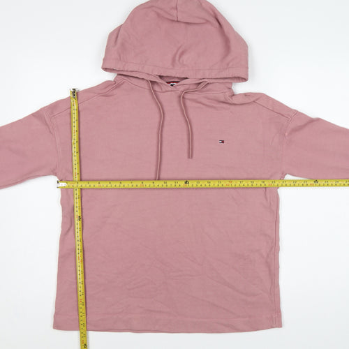 Tommy Hilfiger Women’s Pink S Pullover Hoodie Logo Drawstring