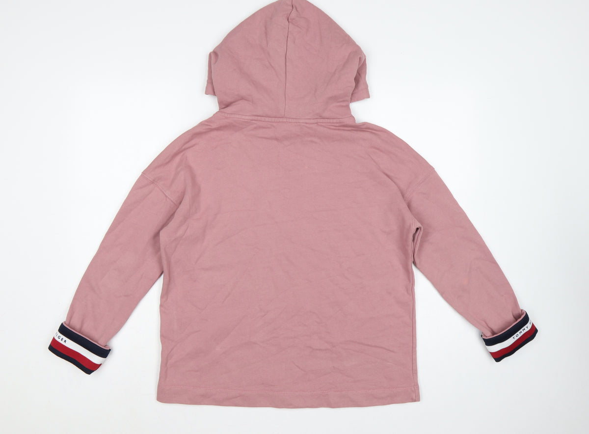 Tommy Hilfiger Women’s Pink S Pullover Hoodie Logo Drawstring