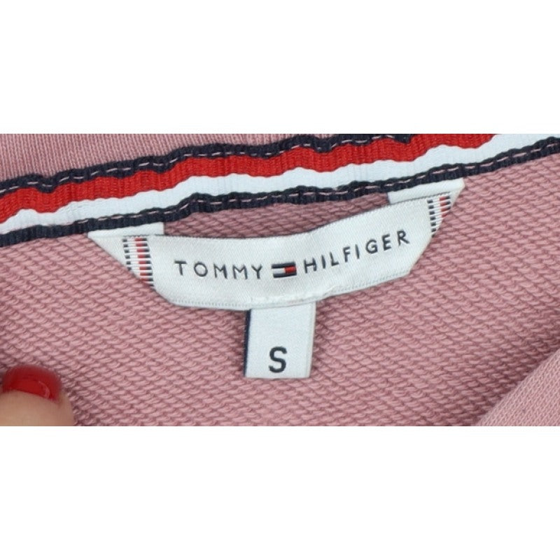 Tommy Hilfiger Women’s Pink S Pullover Hoodie Logo Drawstring
