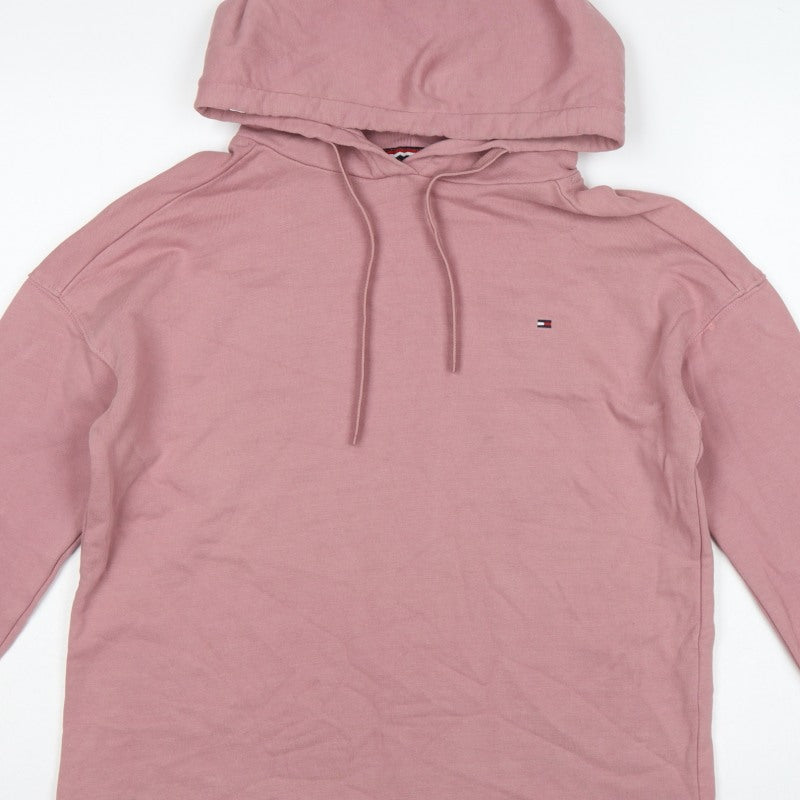 Tommy Hilfiger Women’s Pink S Pullover Hoodie Logo Drawstring