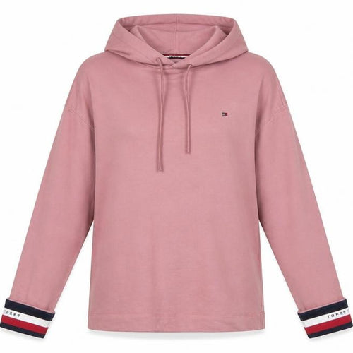 Tommy Hilfiger Women’s Pink S Pullover Hoodie Logo Drawstring