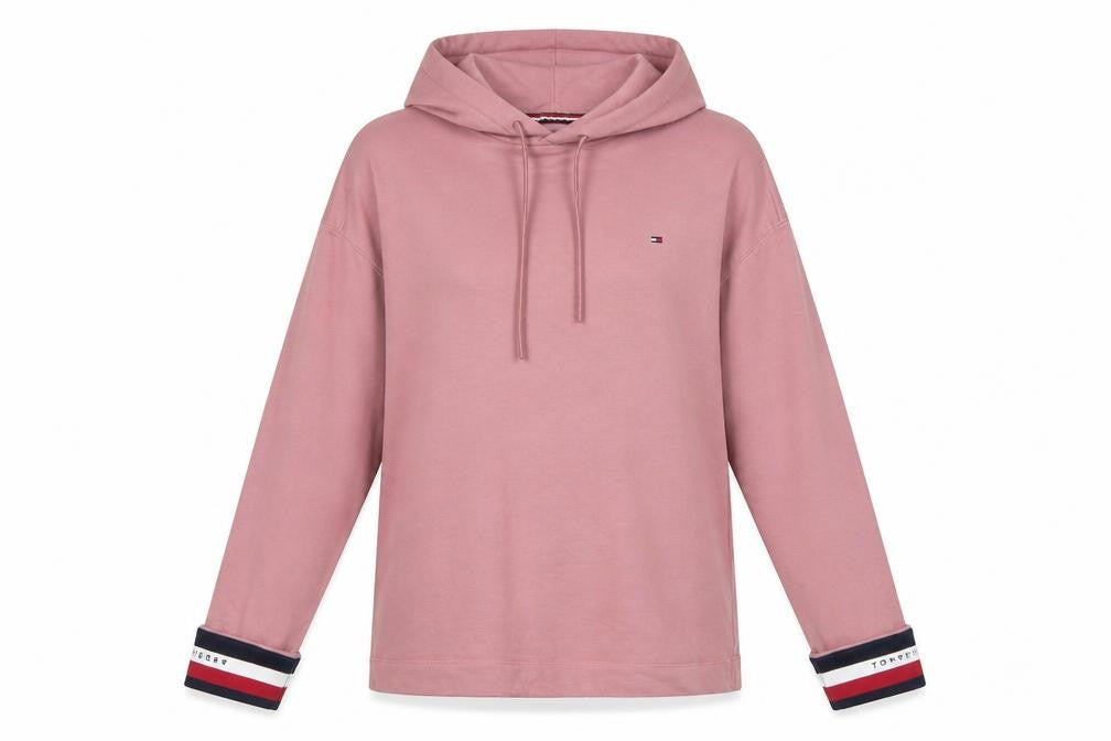 Tommy Hilfiger Women’s Pink S Pullover Hoodie Logo Drawstring