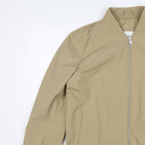 Marks and Spencer Men Beige Small Bomber Jacket Full Zip Lined