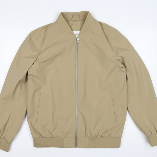 Marks and Spencer Men Beige Small Bomber Jacket Full Zip Lined