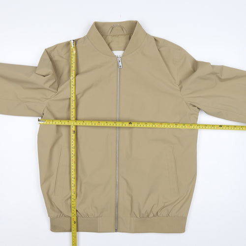 Marks and Spencer Men Beige Small Bomber Jacket Full Zip Lined