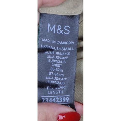 Marks and Spencer Men Beige Small Bomber Jacket Full Zip Lined
