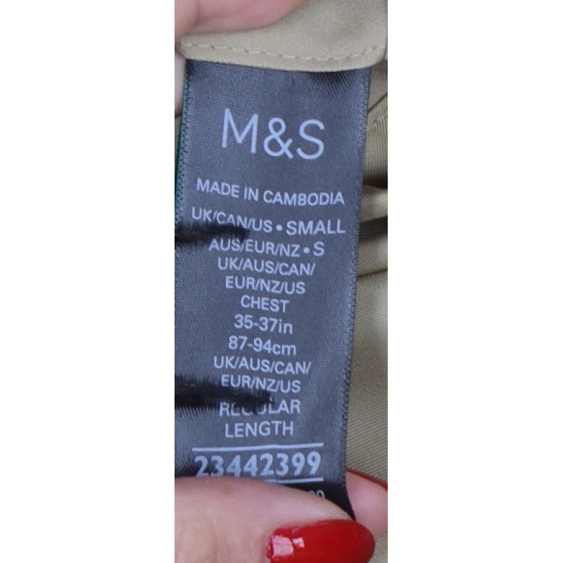 Marks and Spencer Men Beige Small Bomber Jacket Full Zip Lined