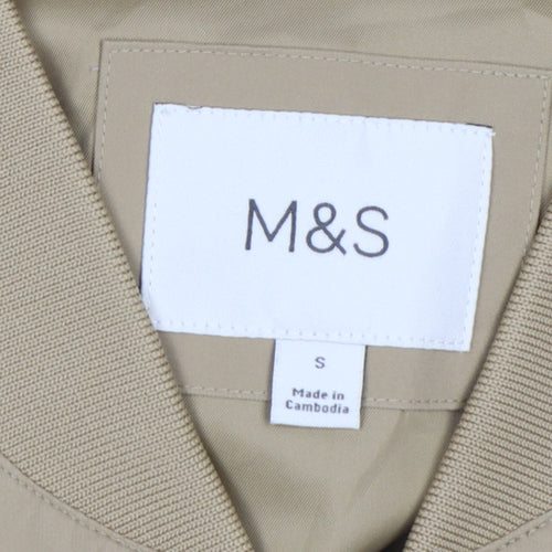 Marks and Spencer Men Beige Small Bomber Jacket Full Zip Lined