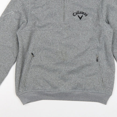 Callaway Men’s Grey S Pullover 1/4 Zip Fleece Golf Sweatshirt Logo