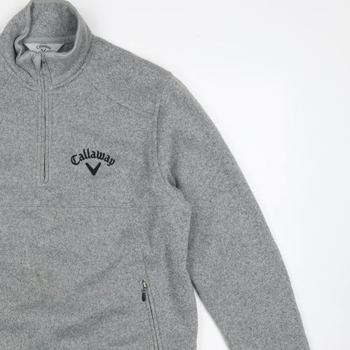Callaway Men’s Grey S Pullover 1/4 Zip Fleece Golf Sweatshirt Logo