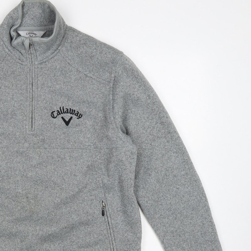 Callaway Men’s Grey S Pullover 1/4 Zip Fleece Golf Sweatshirt Logo