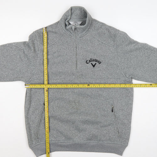 Callaway Men’s Grey S Pullover 1/4 Zip Fleece Golf Sweatshirt Logo