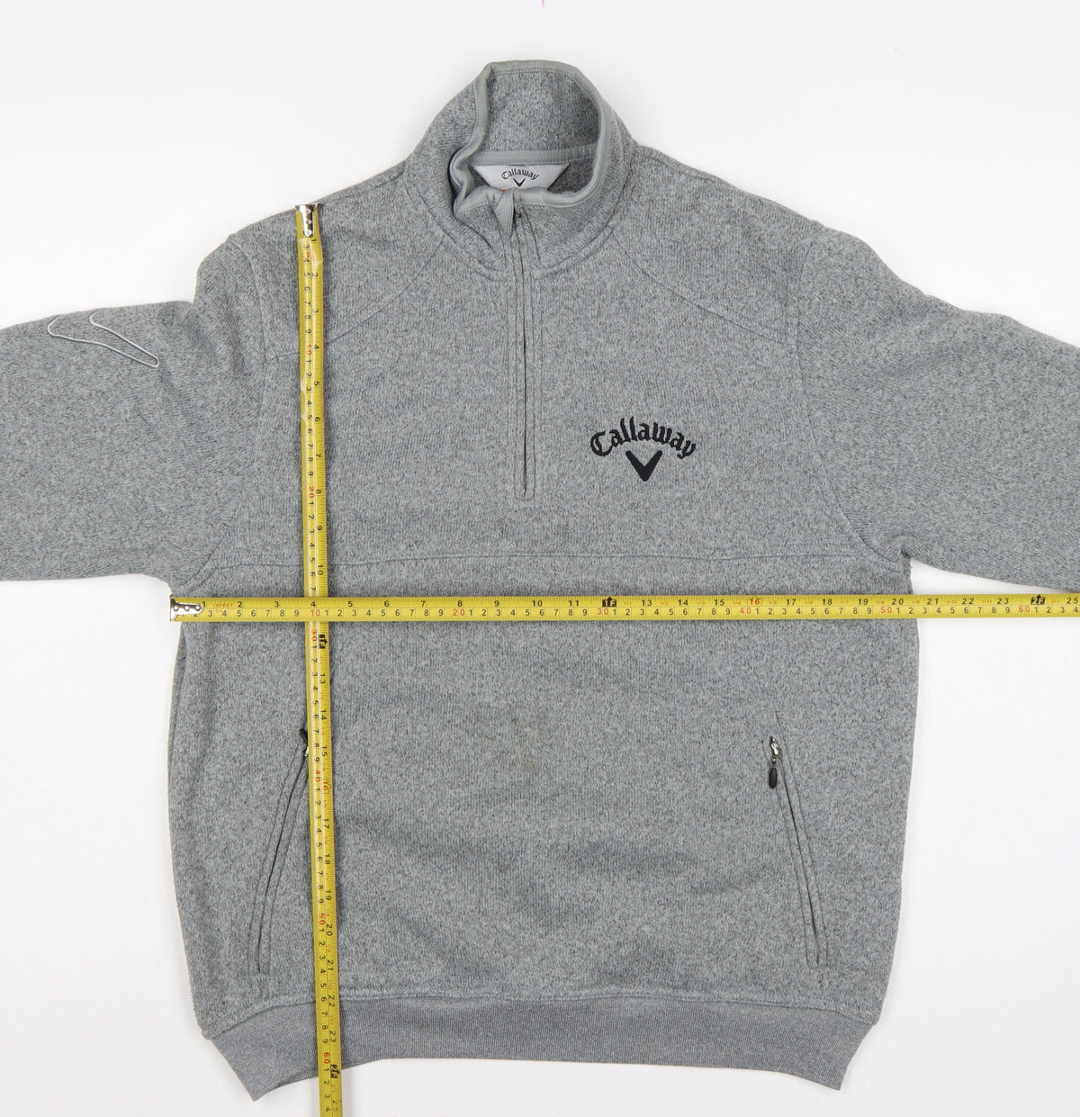 Callaway Men’s Grey S Pullover 1/4 Zip Fleece Golf Sweatshirt Logo