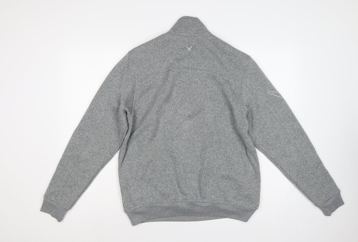 Callaway Men’s Grey S Pullover 1/4 Zip Fleece Golf Sweatshirt Logo