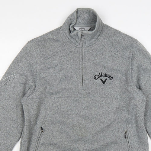 Callaway Men’s Grey S Pullover 1/4 Zip Fleece Golf Sweatshirt Logo