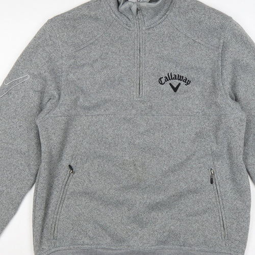 Callaway Men’s Grey S Pullover 1/4 Zip Fleece Golf Sweatshirt Logo