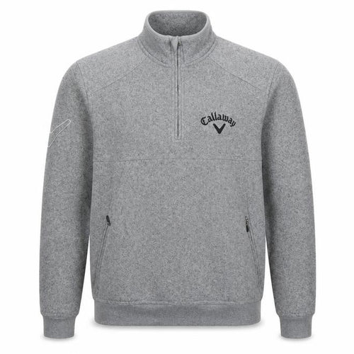 Callaway Men’s Grey S Pullover 1/4 Zip Fleece Golf Sweatshirt Logo