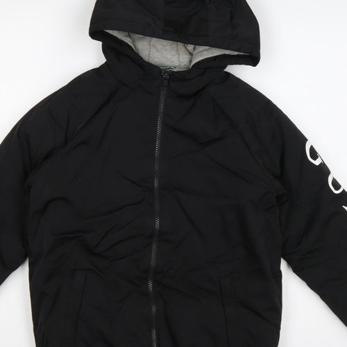 Guess Boys Black Logo Hooded Puffer Jacket Size 12 Years