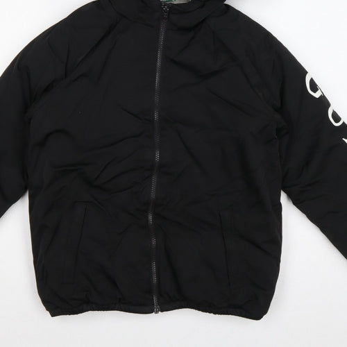 Guess Boys Black Logo Hooded Puffer Jacket Size 12 Years