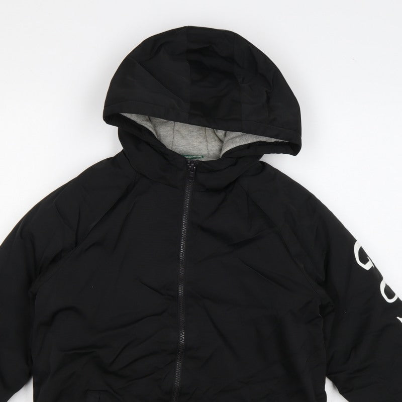 Guess Boys Black Logo Hooded Puffer Jacket Size 12 Years